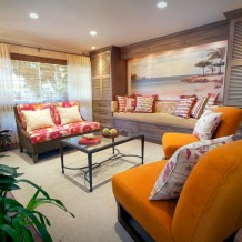 Sunnyvale Caribbean Living Room from Entry Shade Inc cabinetry driftwood finish