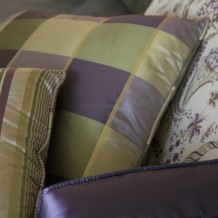 Milbrae Living Room Pillow Detail lavender purple green