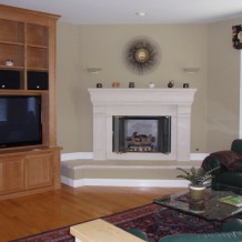 Before Portola Valley Family Room fireplace tv upholstery rug